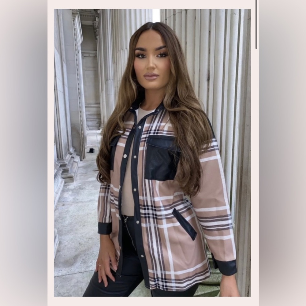 Plaid belted shacket